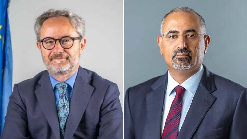 اللواء الزُبيدي يبحث مع رئيس بعثة الاتحاد الأوروبي الأوضاع الراهنة في اليمن وسُبل دعم جهود السلام