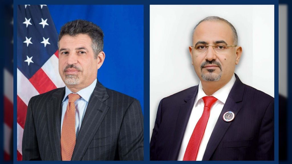 اللواء الزُبيدي يناقش مع السفير الامريكي جهود مجلس القيادة لمسار الإصلاحات والتعافي الاقتصادي