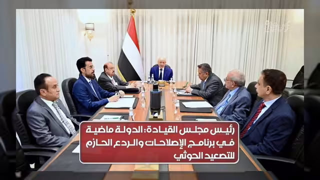 العليمي: الدولة ماضية في الإصلاحات وردع التصعيد الحوثي والانتهاكات الإيرانية