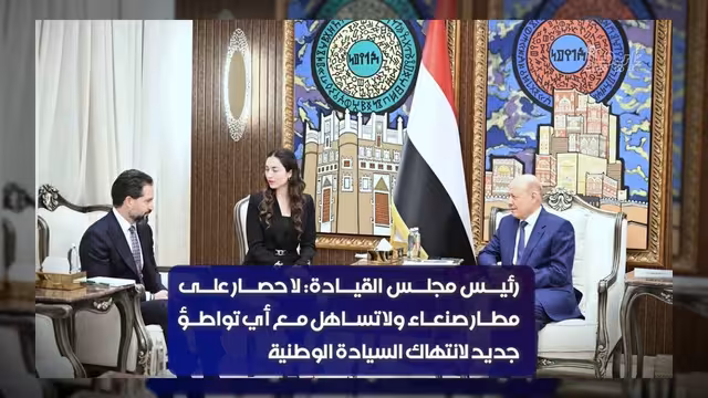 العليمي يحذر من انتهاكات السيادة ويؤكد حظر الطيران الأجنبي غير المصرح