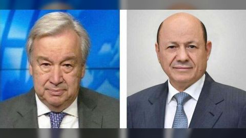 الرئيس العليمي يجري اتصالا هاتفيا بالأمين العام للأمم المتحدة