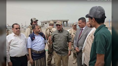 العميد طارق صالح ووكيل محافظة تعز يتفقدان مشروع الطاقة الشمسية بالمخا