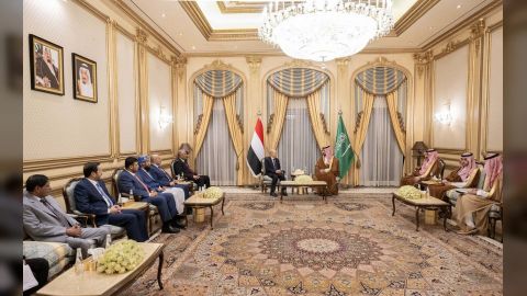 رئيس واعضاء مجلس القيادة الرئاسي يلتقون وزير الدفاع السعودي