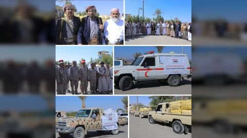 مأرب... المجلس الأعلى للمقاومة يدعم جبهات القتال بقافلة مستلزمات شتوية وسيارتي إسعاف