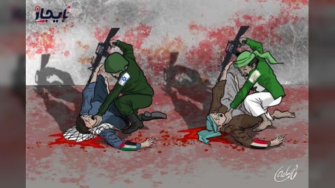 كاريكاتير ايجاز تعز وغزه تحت الحصار