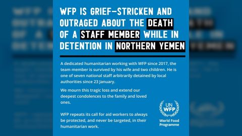 وفاة موظف أممي داخل معتقل للحوثيين بصعدة شمالي اليمن