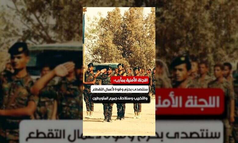 مأرب: اللجنة الأمنية تؤكد التصدي الحاسم لأعمال التقطع والتخريب