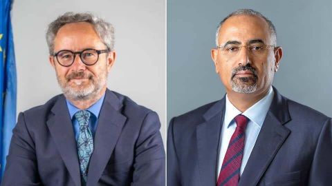 اللواء الزُبيدي يبحث مع رئيس بعثة الاتحاد الأوروبي الأوضاع الراهنة في اليمن وسُبل دعم جهود السلام