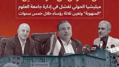 من المتوكل الى شرف الدين.. ميليشيا الحوثي تفشل في إدارة جامعة العلوم "المنهوبة" وتعين ثلاثة رؤساء خلال خمس سنوات
