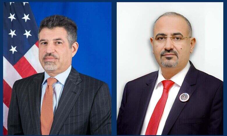 اللواء الزُبيدي يناقش مع السفير الامريكي جهود مجلس القيادة لمسار الإصلاحات والتعافي الاقتصادي