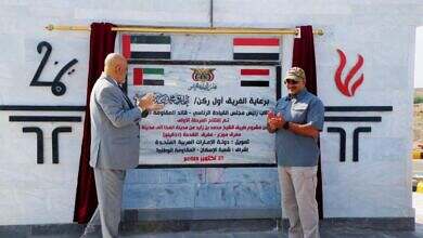 عضو مجلس القيادة طارق صالح يفتتح المرحلة الأولى من طريق الشيخ محمد بن زايد