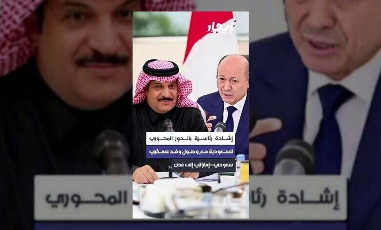 الرئاسة تشيد بدور السعودية والإمارات مع وصول وفد عسكري إلى عدن