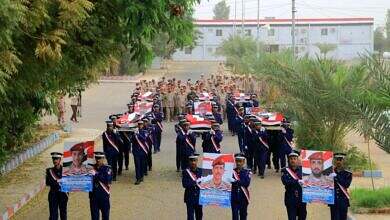 تشييع رسمي وشعبي بمأرب لعدد من شهداء الواجب بالمنطقة العسكرية الأولى