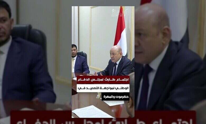 مجلس الدفاع الوطني يقر إجراءات لحماية المدنيين في حضرموت والمهرة