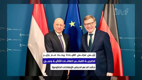 الرئيس اليمني يؤكد دعم ألمانيا في مجلس الأمن ويطالب بضغط على إيران